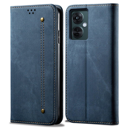 For OnePlus Nord CE 3 Lite 5G / Nord N30 5G / Oppo K11x 5G Leather Wallet Case Anti-scratch Jeans Cloth Texture Phone Stand Cover