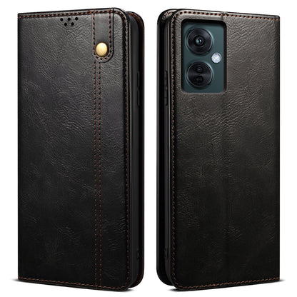 For OnePlus Nord CE 3 Lite 5G / Nord N30 5G / Oppo K11x 5G Waxy Crazy Horse Texture Leather Case Stand Wallet Phone Cover