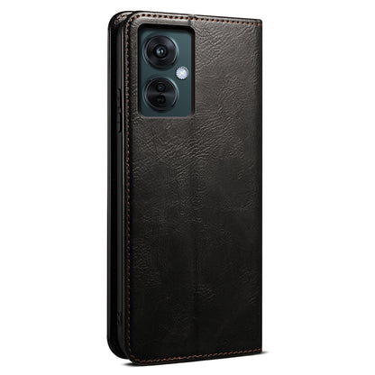 For OnePlus Nord CE 3 Lite 5G / Nord N30 5G / Oppo K11x 5G Waxy Crazy Horse Texture Leather Case Stand Wallet Phone Cover