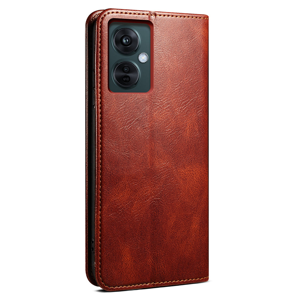 For OnePlus Nord CE 3 Lite 5G / Nord N30 5G / Oppo K11x 5G Waxy Crazy Horse Texture Leather Case Stand Wallet Phone Cover
