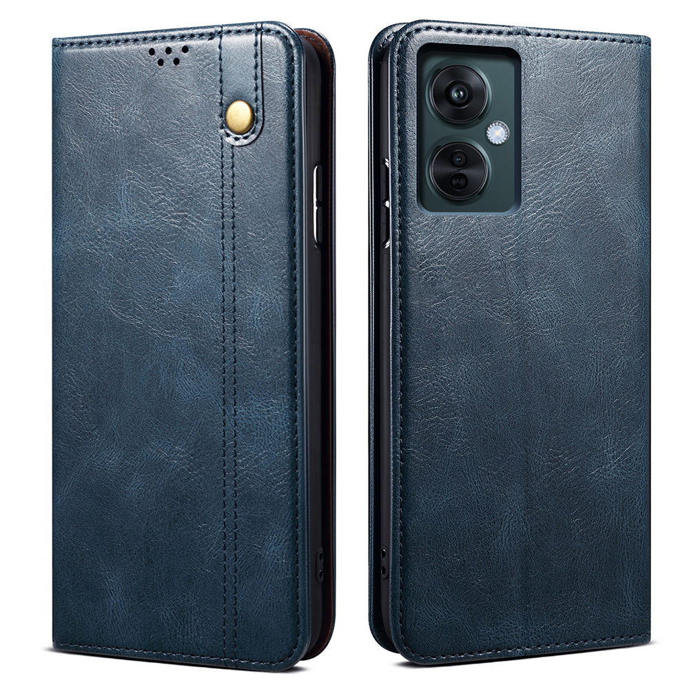 For OnePlus Nord CE 3 Lite 5G / Nord N30 5G / Oppo K11x 5G Waxy Crazy Horse Texture Leather Case Stand Wallet Phone Cover