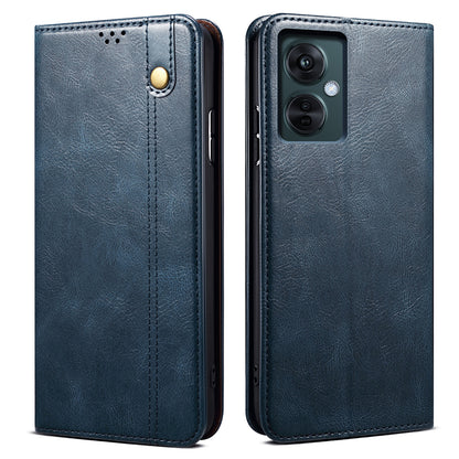 For OnePlus Nord CE 3 Lite 5G / Nord N30 5G / Oppo K11x 5G Waxy Crazy Horse Texture Leather Case Stand Wallet Phone Cover