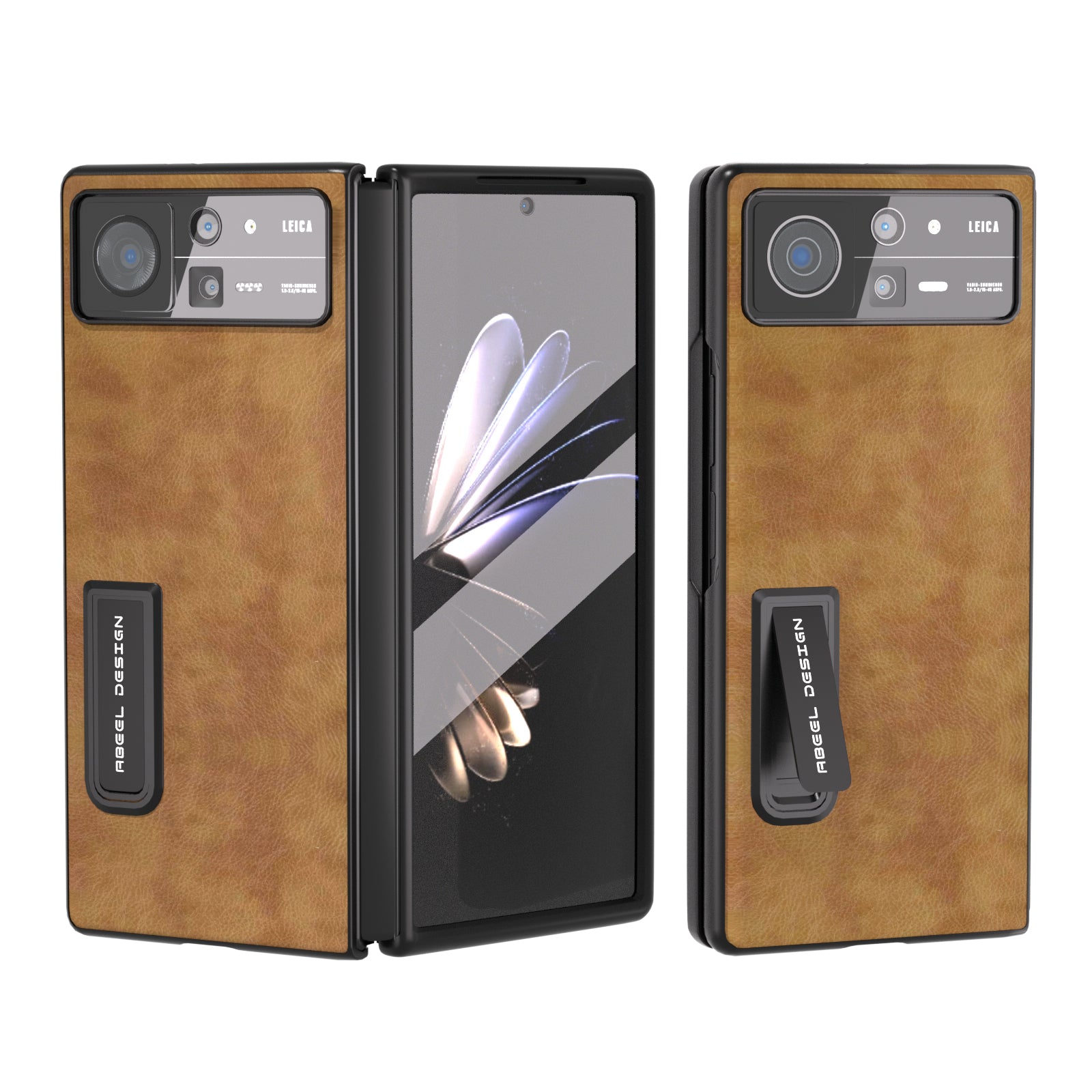 ABEEL For Xiaomi Mix Fold 2 5G Retro Litchi Texture Leather+PC Case Kickstand All-Inclusive Shockproof Phone Cover with Front Screen Film