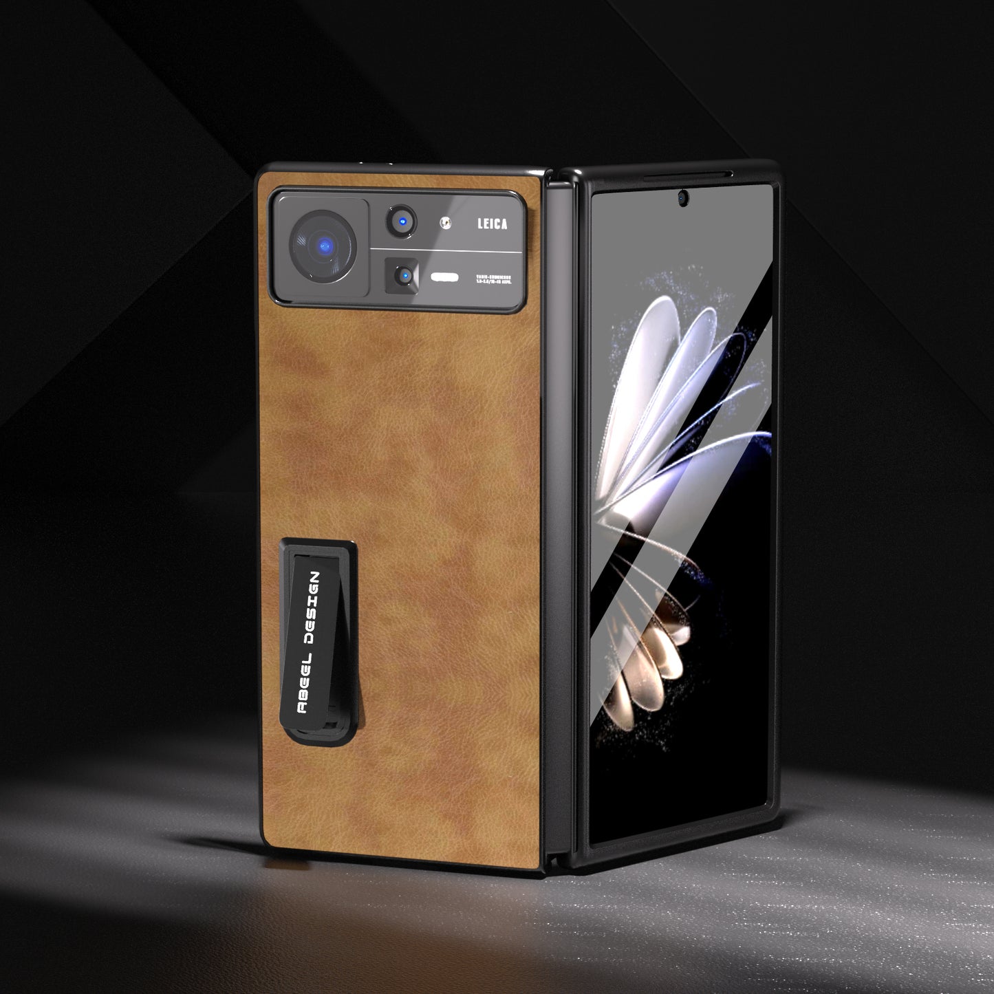 ABEEL For Xiaomi Mix Fold 2 5G Retro Litchi Texture Leather+PC Case Kickstand All-Inclusive Shockproof Phone Cover with Front Screen Film