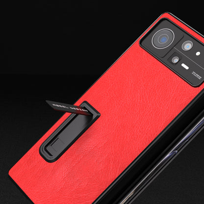 ABEEL For Xiaomi Mix Fold 2 5G Retro Litchi Texture Leather+PC Case Kickstand All-Inclusive Shockproof Phone Cover with Front Screen Film