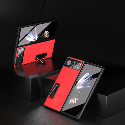 ABEEL For Xiaomi Mix Fold 2 5G Retro Litchi Texture Leather+PC Case Kickstand All-Inclusive Shockproof Phone Cover with Front Screen Film