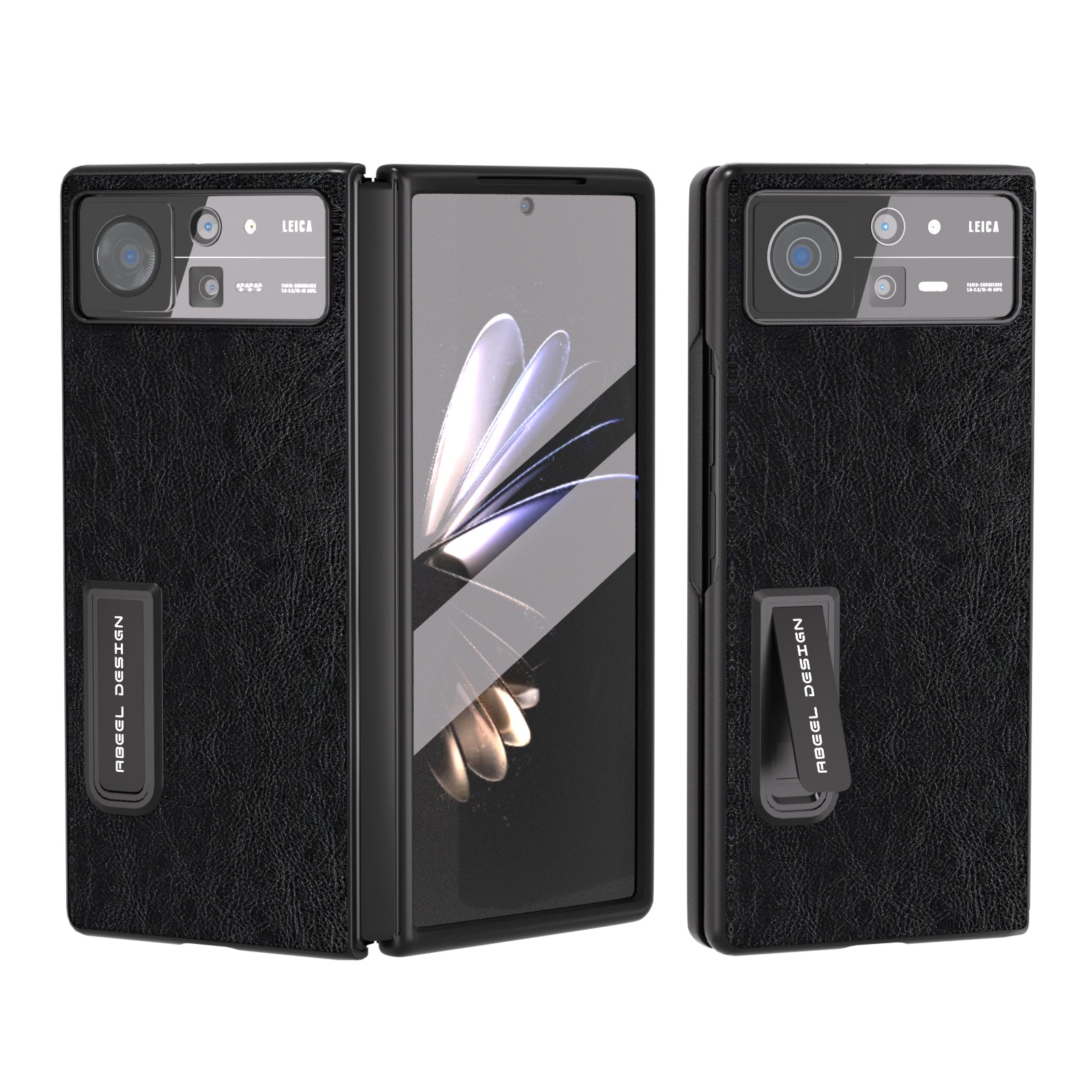 ABEEL For Xiaomi Mix Fold 2 5G Retro Litchi Texture Leather+PC Case Kickstand All-Inclusive Shockproof Phone Cover with Front Screen Film