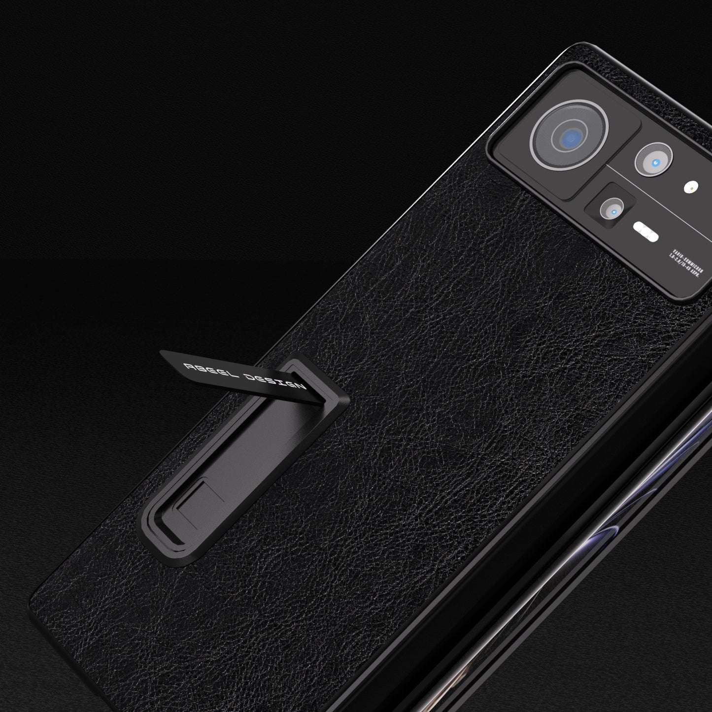 ABEEL For Xiaomi Mix Fold 2 5G Retro Litchi Texture Leather+PC Case Kickstand All-Inclusive Shockproof Phone Cover with Front Screen Film