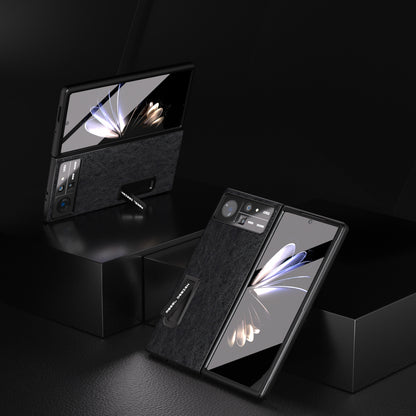 ABEEL For Xiaomi Mix Fold 2 5G Retro Litchi Texture Leather+PC Case Kickstand All-Inclusive Shockproof Phone Cover with Front Screen Film