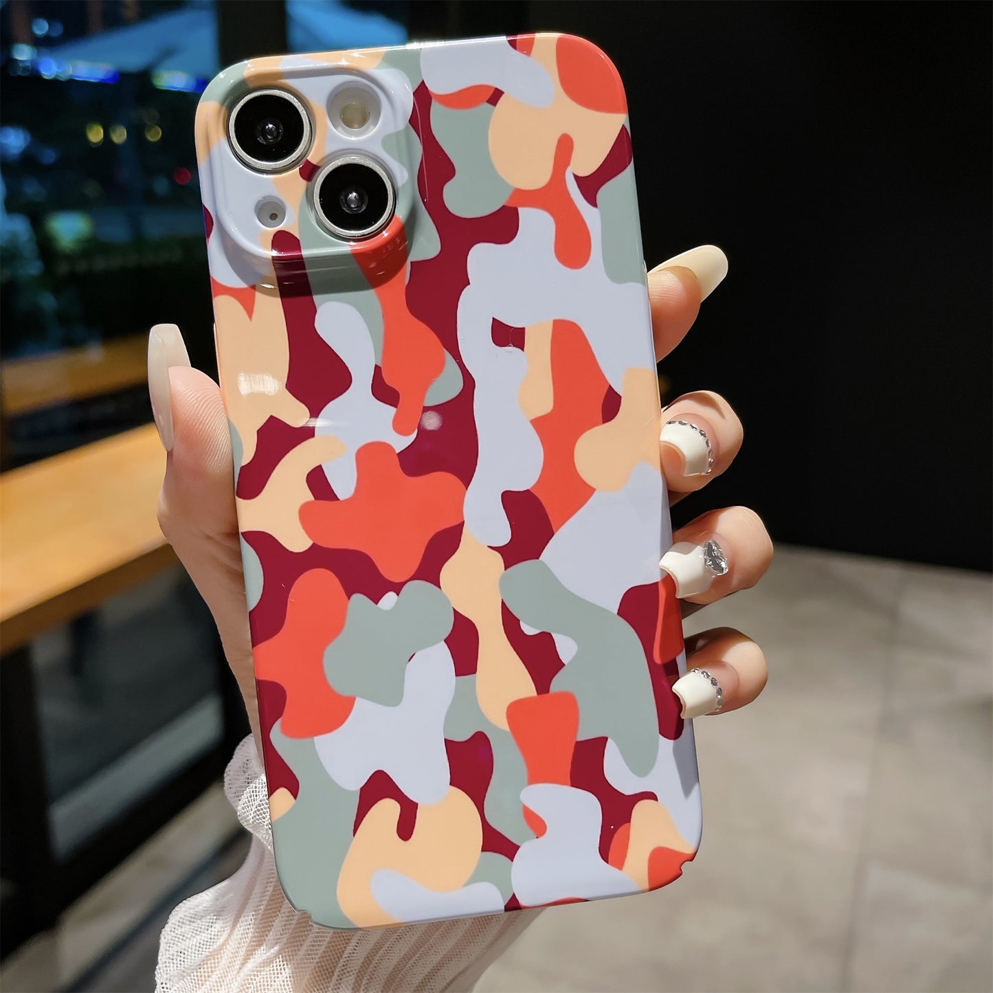 For iPhone 13 Camouflage Pattern Phone Case Hard PC Shockproof Protective Cover