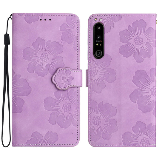 For Sony Xperia 10 IV 5G Flowers Imprinted Stand Phone Case PU Leather Wallet Cover