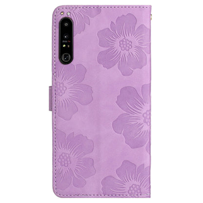 For Sony Xperia 10 IV 5G Flowers Imprinted Stand Phone Case PU Leather Wallet Cover