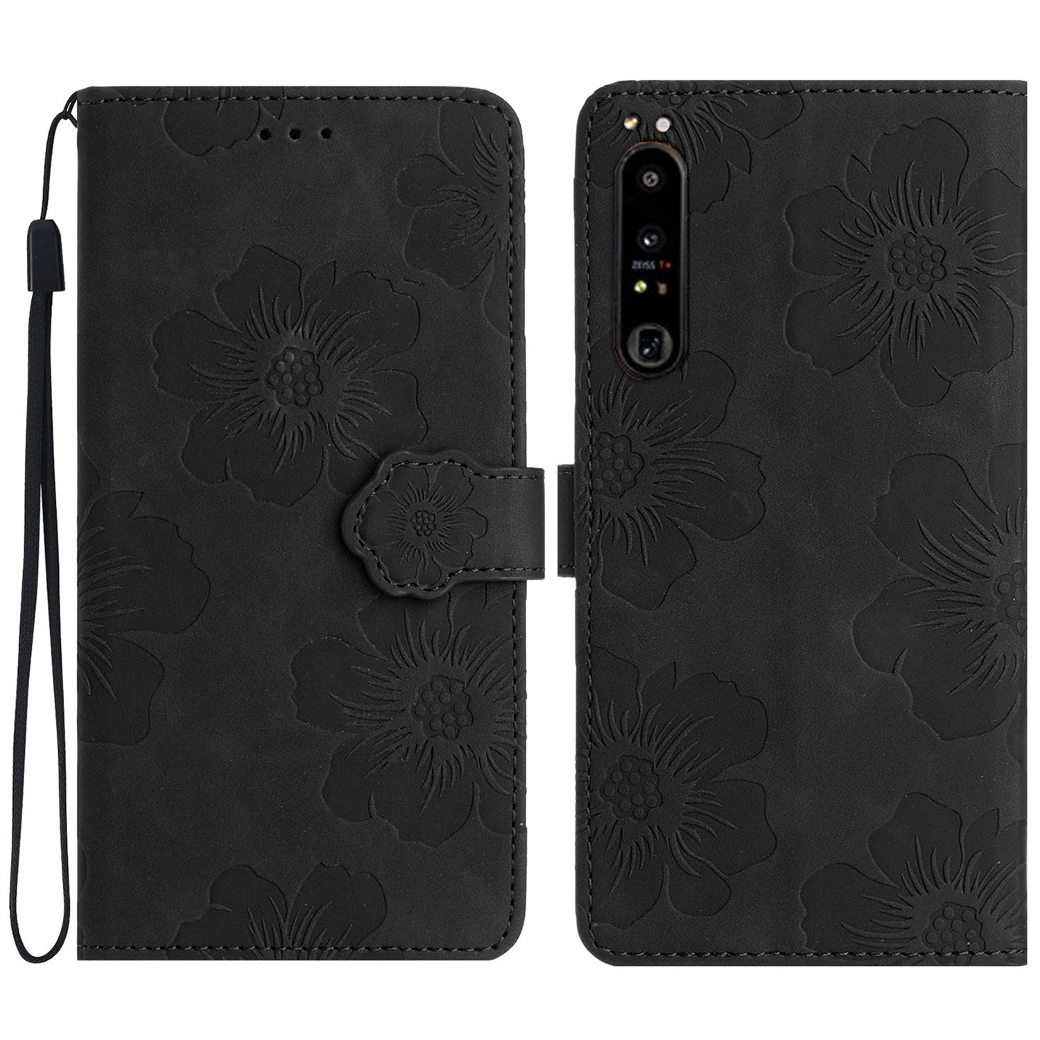 For Sony Xperia 10 IV 5G Flowers Imprinted Stand Phone Case PU Leather Wallet Cover
