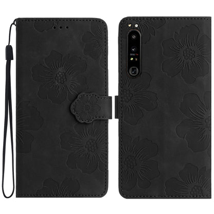 For Sony Xperia 10 IV 5G Flowers Imprinted Stand Phone Case PU Leather Wallet Cover