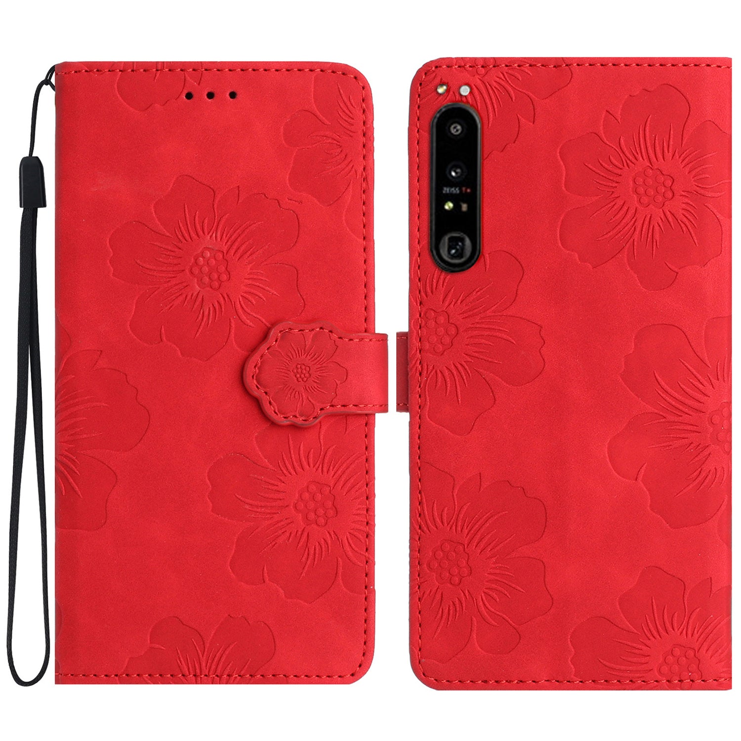 For Sony Xperia 10 IV 5G Flowers Imprinted Stand Phone Case PU Leather Wallet Cover