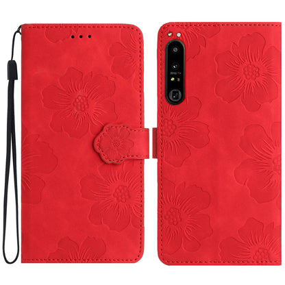 For Sony Xperia 10 IV 5G Flowers Imprinted Stand Phone Case PU Leather Wallet Cover