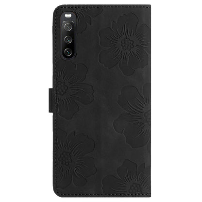 For Sony Xperia 10 V Flowers Imprinted Stand Phone Drop-proof Case PU Leather Wallet Cover