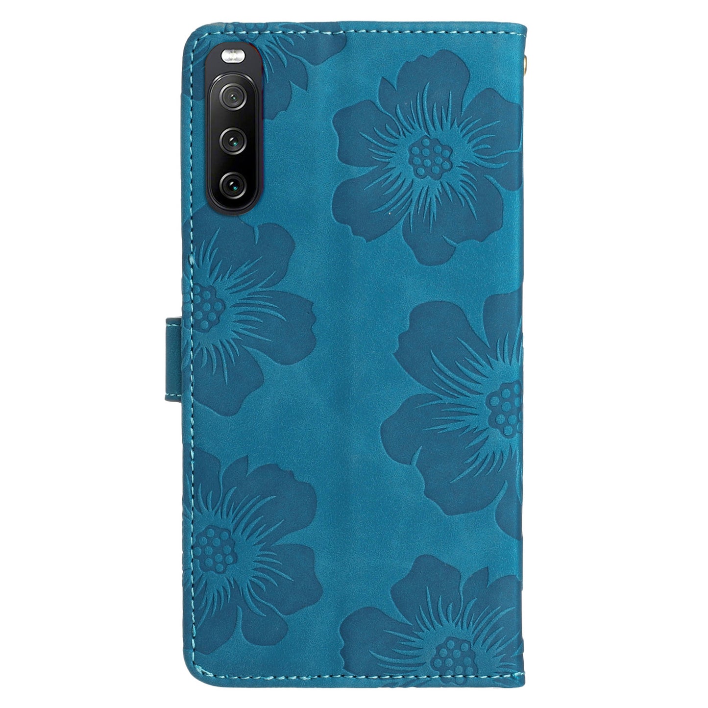For Sony Xperia 10 V Flowers Imprinted Stand Phone Drop-proof Case PU Leather Wallet Cover