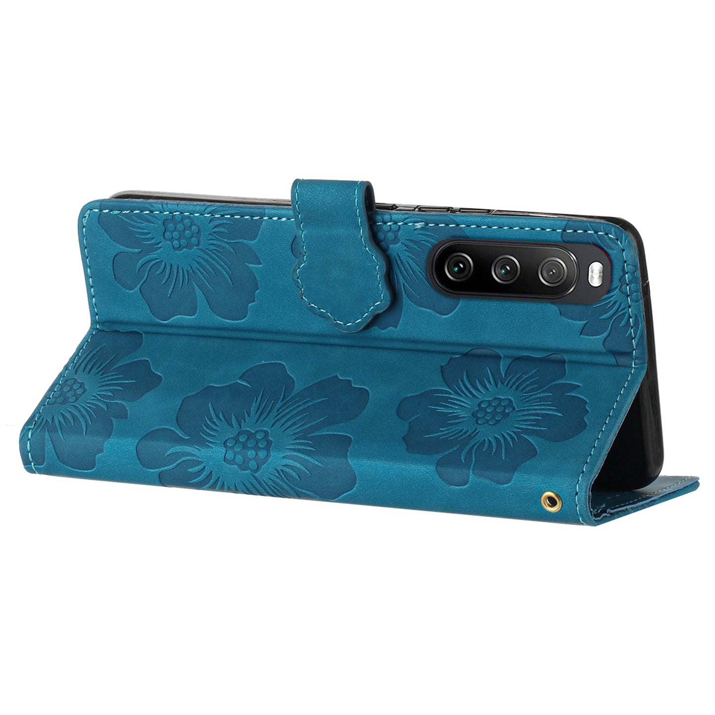 For Sony Xperia 10 V Flowers Imprinted Stand Phone Drop-proof Case PU Leather Wallet Cover