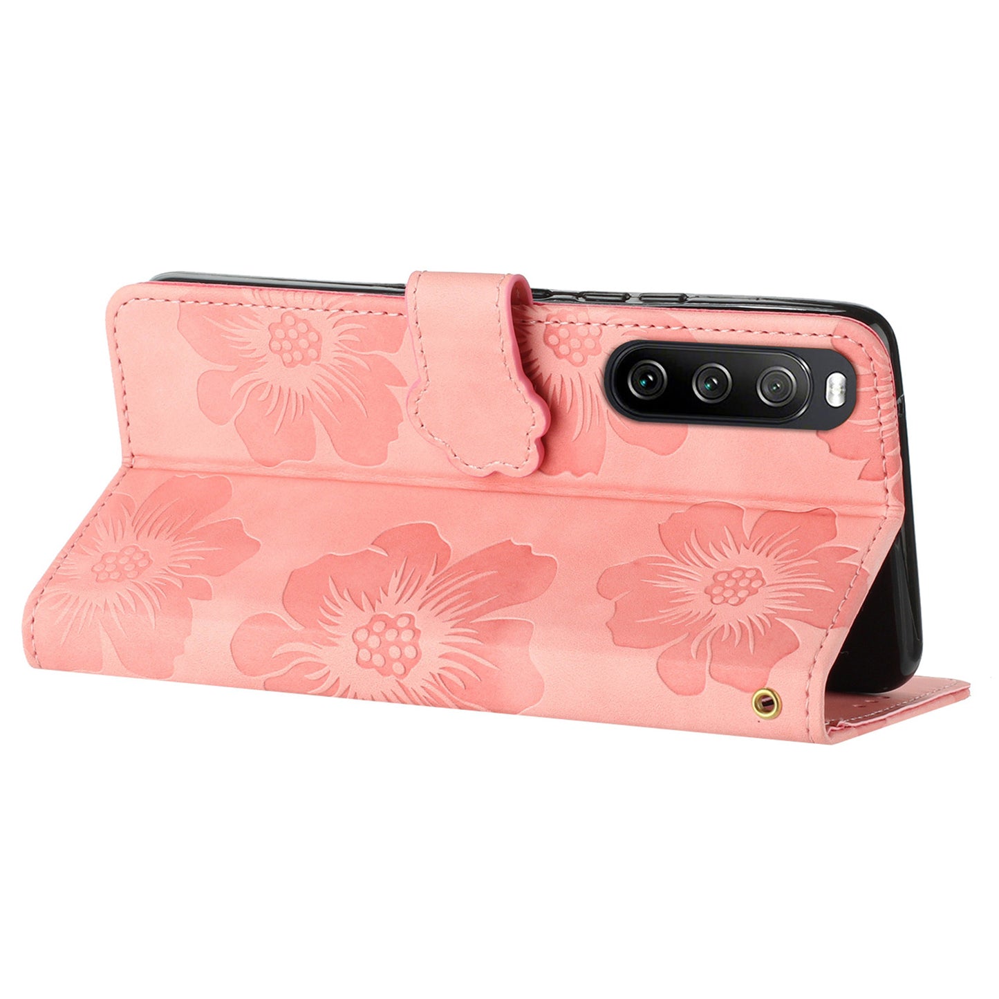 For Sony Xperia 10 V Flowers Imprinted Stand Phone Drop-proof Case PU Leather Wallet Cover