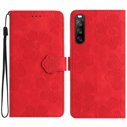 For Sony Xperia 10 V Flowers Imprinted Stand Phone Drop-proof Case PU Leather Wallet Cover