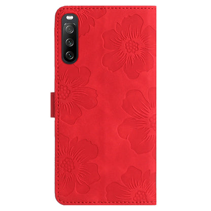 For Sony Xperia 10 V Flowers Imprinted Stand Phone Drop-proof Case PU Leather Wallet Cover
