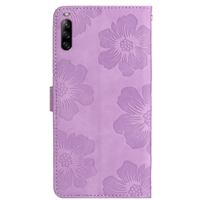 Phone Case for Sony Xperia L4 Flowers Imprinted Stand PU Leather Wallet Cover