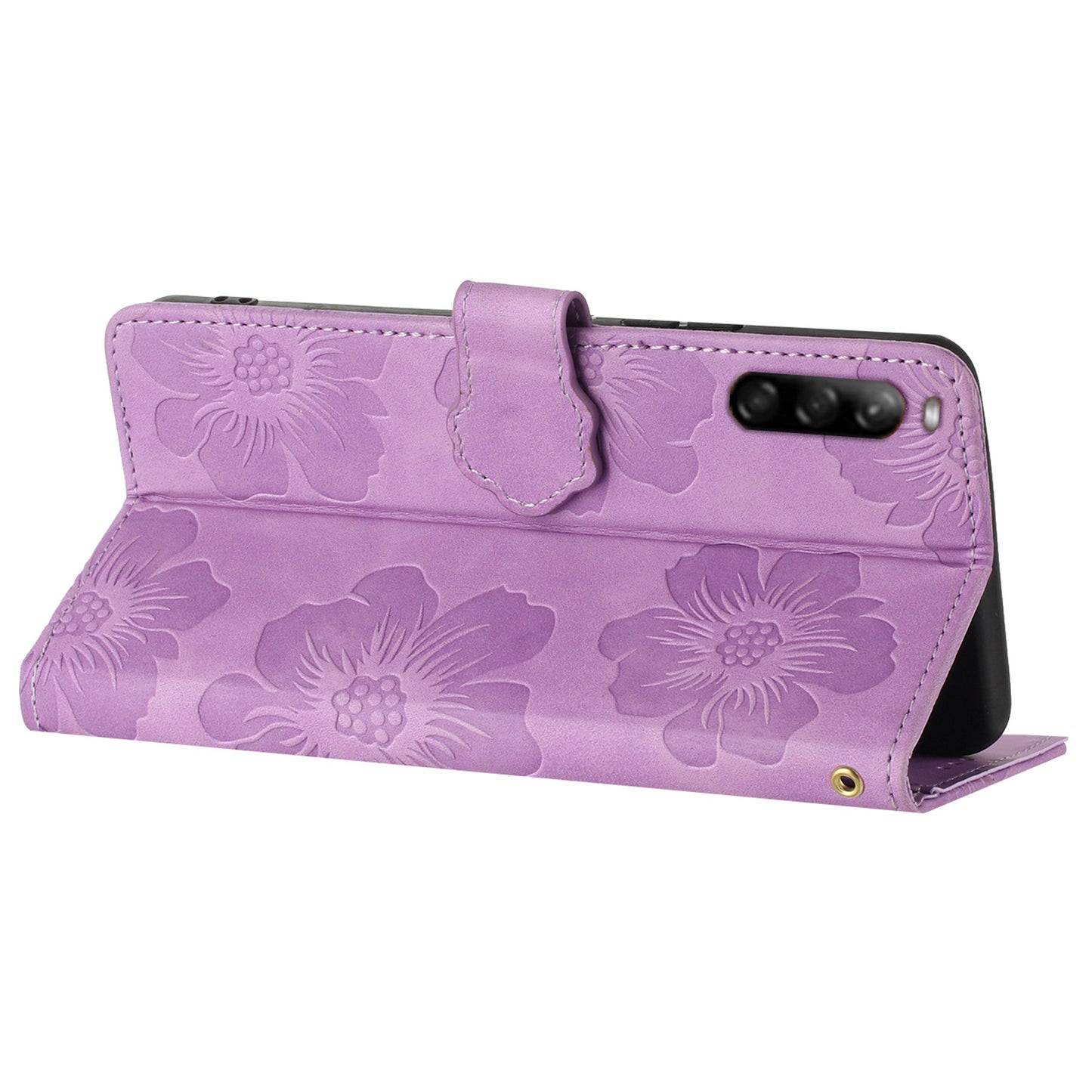 Phone Case for Sony Xperia L4 Flowers Imprinted Stand PU Leather Wallet Cover