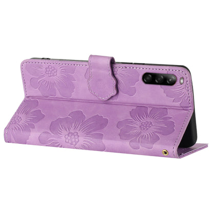 Phone Case for Sony Xperia L4 Flowers Imprinted Stand PU Leather Wallet Cover