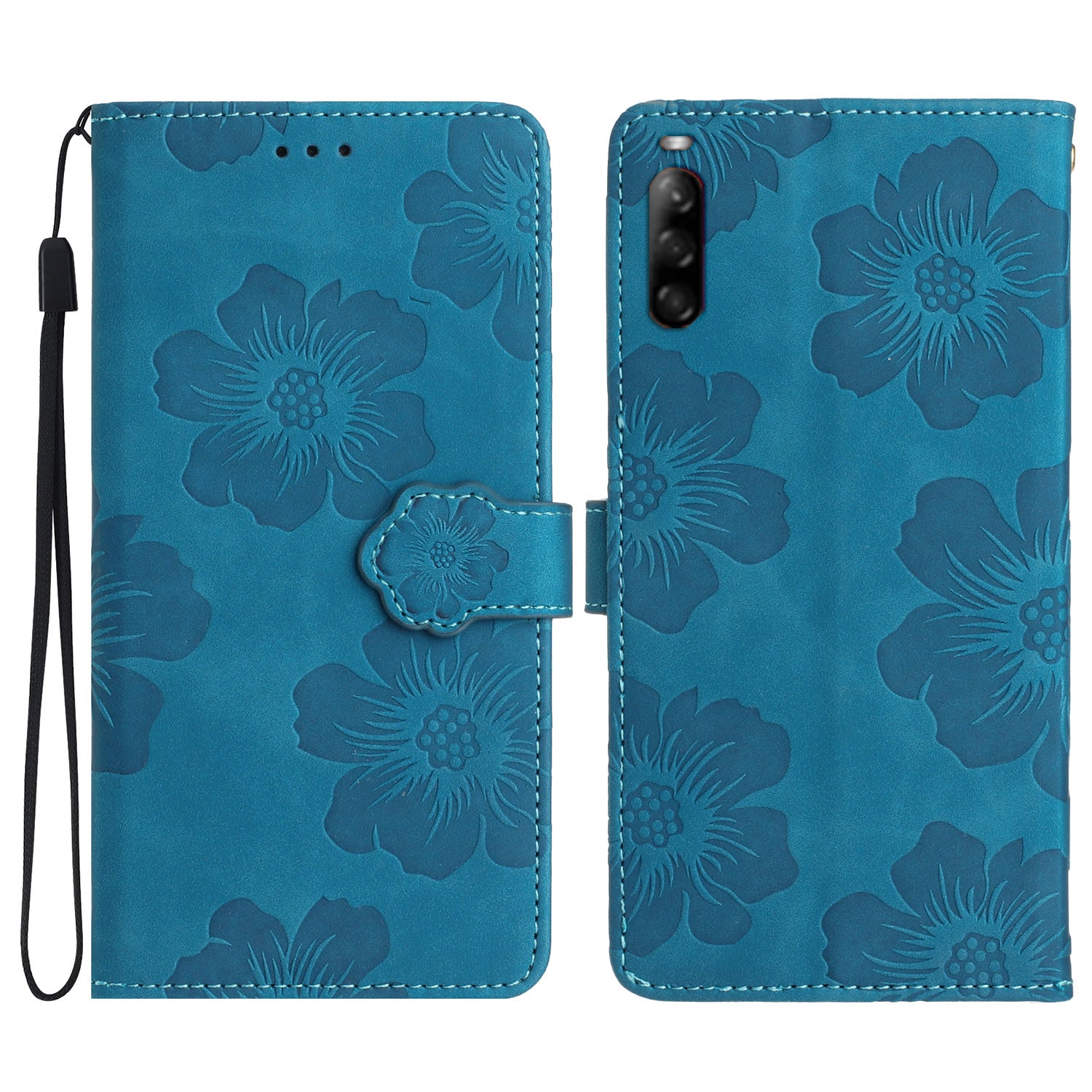 Phone Case for Sony Xperia L4 Flowers Imprinted Stand PU Leather Wallet Cover
