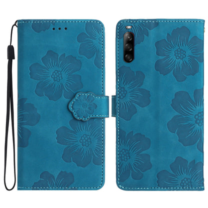Phone Case for Sony Xperia L4 Flowers Imprinted Stand PU Leather Wallet Cover