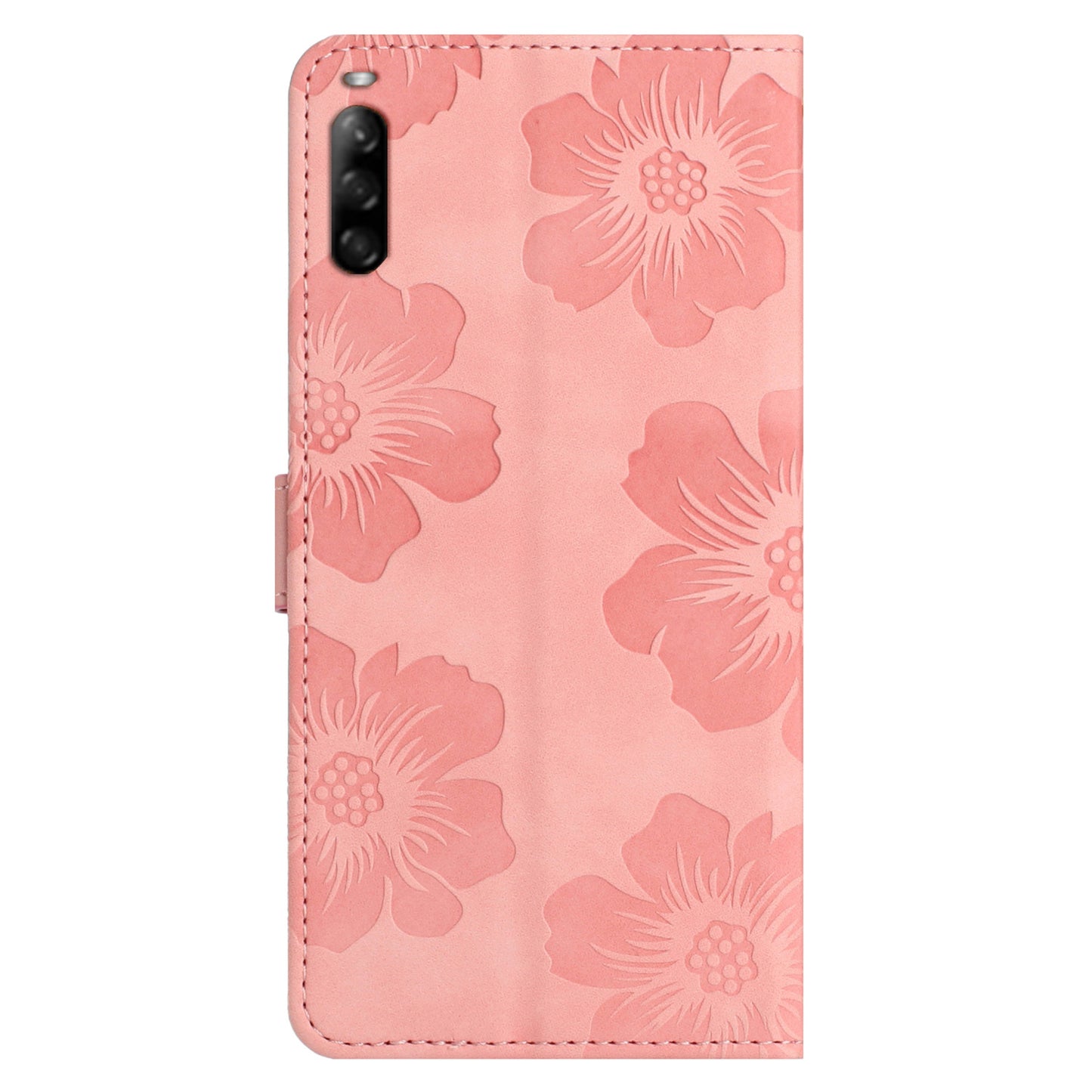 Phone Case for Sony Xperia L4 Flowers Imprinted Stand PU Leather Wallet Cover