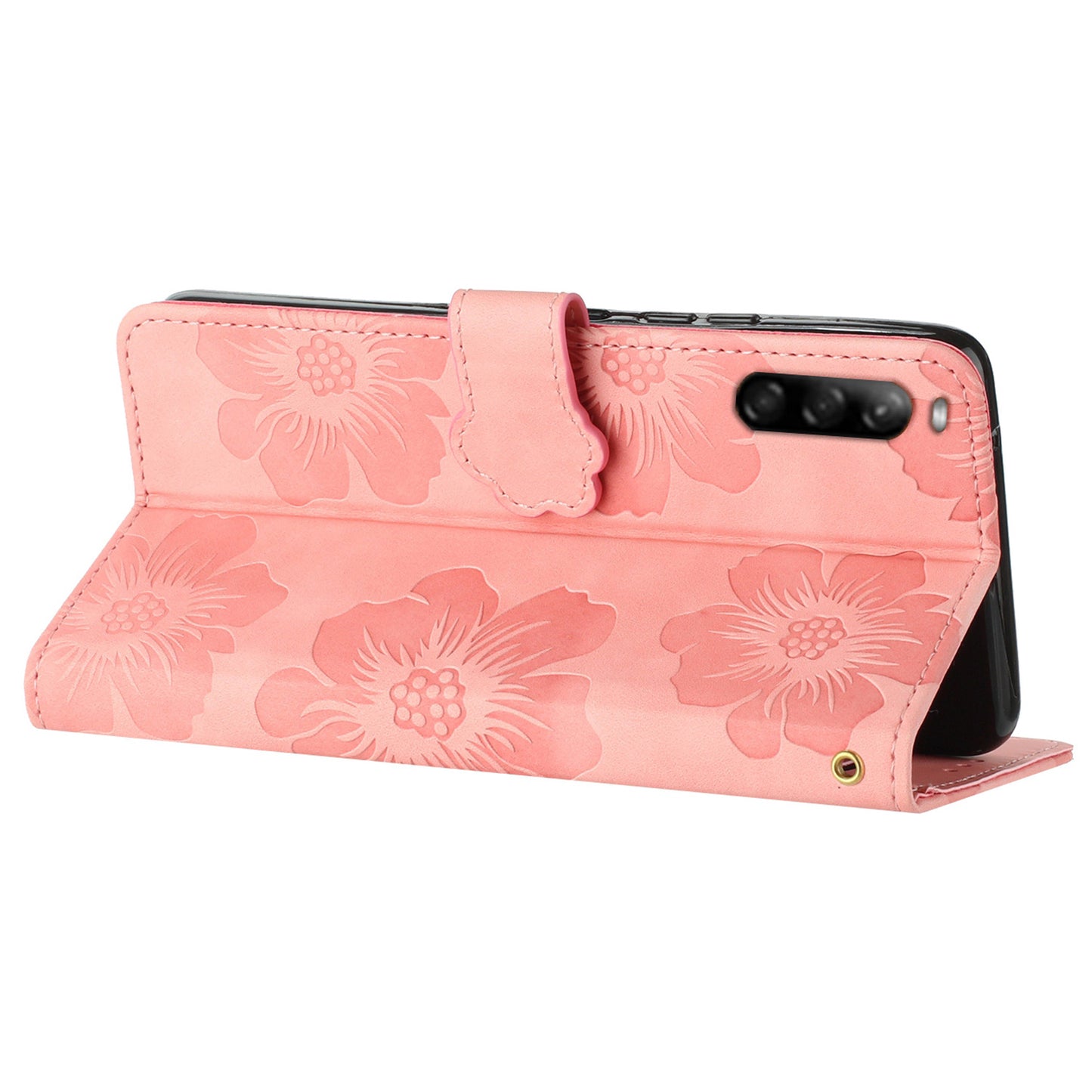 Phone Case for Sony Xperia L4 Flowers Imprinted Stand PU Leather Wallet Cover