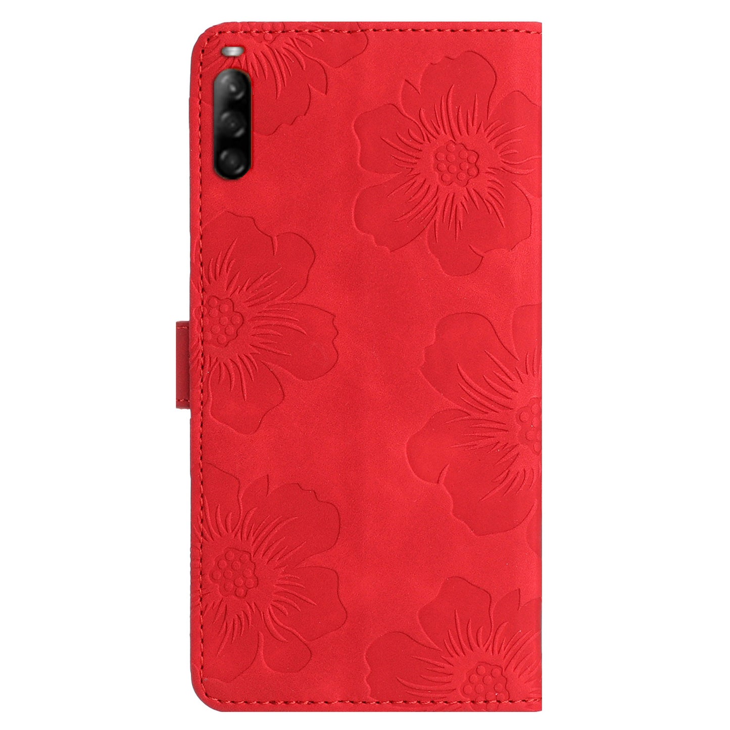 Phone Case for Sony Xperia L4 Flowers Imprinted Stand PU Leather Wallet Cover