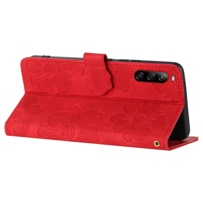 Phone Case for Sony Xperia L4 Flowers Imprinted Stand PU Leather Wallet Cover