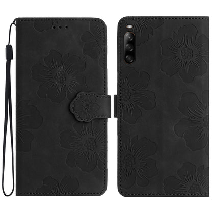 Phone Case for Sony Xperia L4 Flowers Imprinted Stand PU Leather Wallet Cover