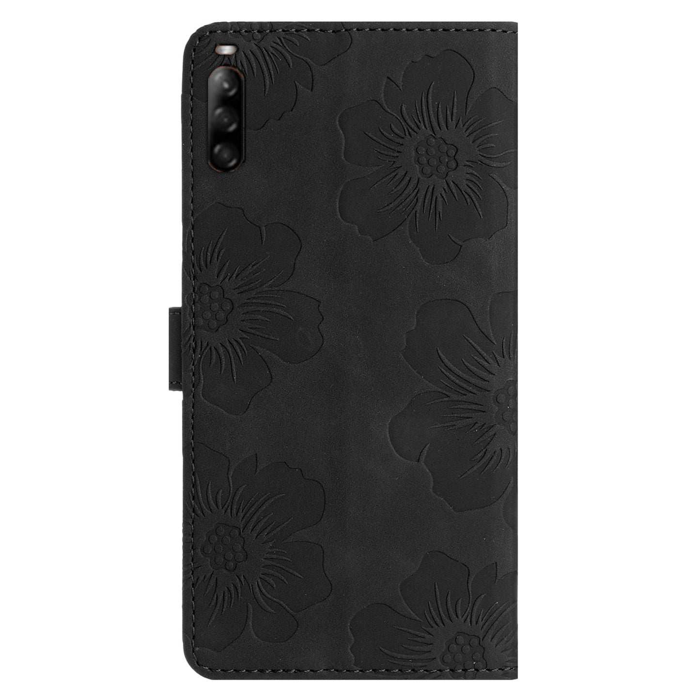 Phone Case for Sony Xperia L4 Flowers Imprinted Stand PU Leather Wallet Cover