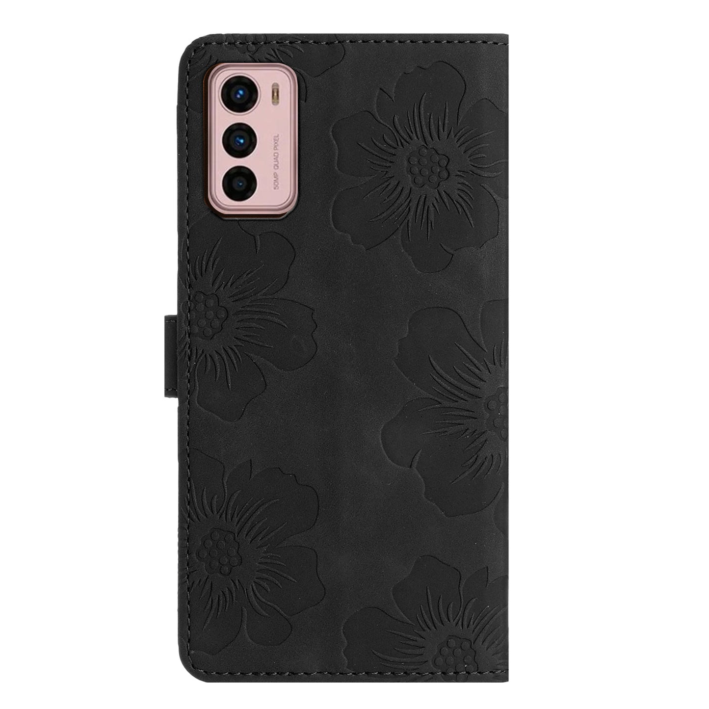 For Motorola Moto G42 4G Flowers Imprinted Stand Case Leather Wallet Anti-drop Phone Cover