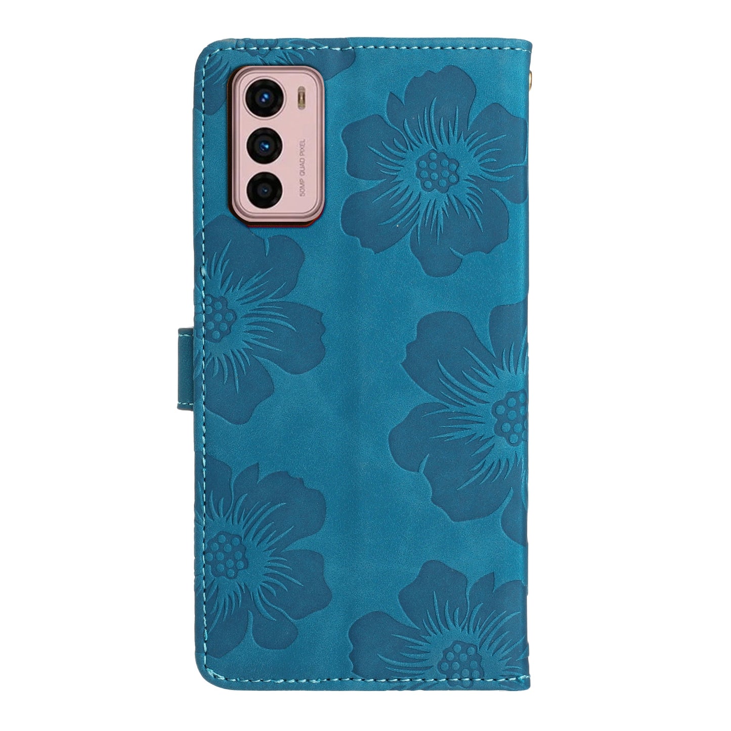 For Motorola Moto G42 4G Flowers Imprinted Stand Case Leather Wallet Anti-drop Phone Cover