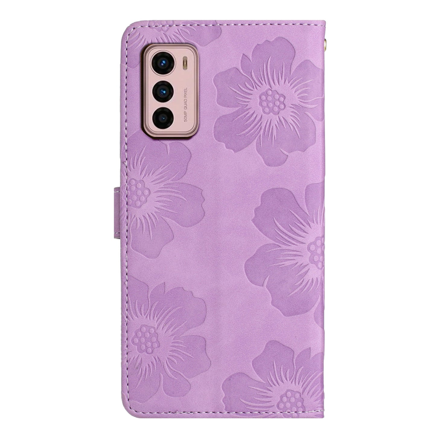 For Motorola Moto G42 4G Flowers Imprinted Stand Case Leather Wallet Anti-drop Phone Cover