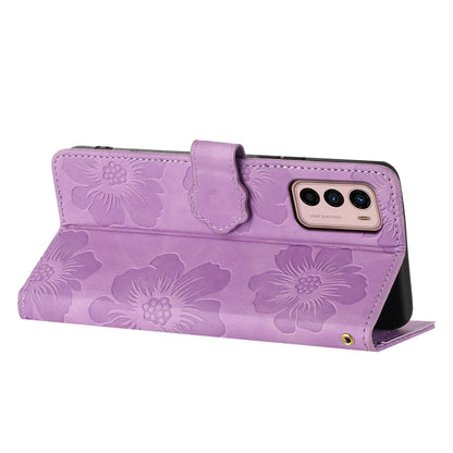 For Motorola Moto G42 4G Flowers Imprinted Stand Case Leather Wallet Anti-drop Phone Cover