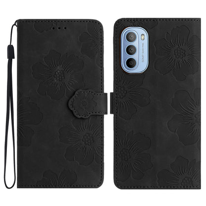 For Motorola Moto G52 4G / G82 5G Flip Stand Wallet Phone Case Flowers Imprint Leather Shell