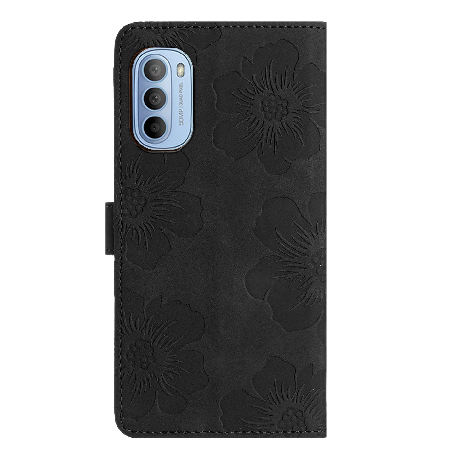 For Motorola Moto G52 4G / G82 5G Flip Stand Wallet Phone Case Flowers Imprint Leather Shell