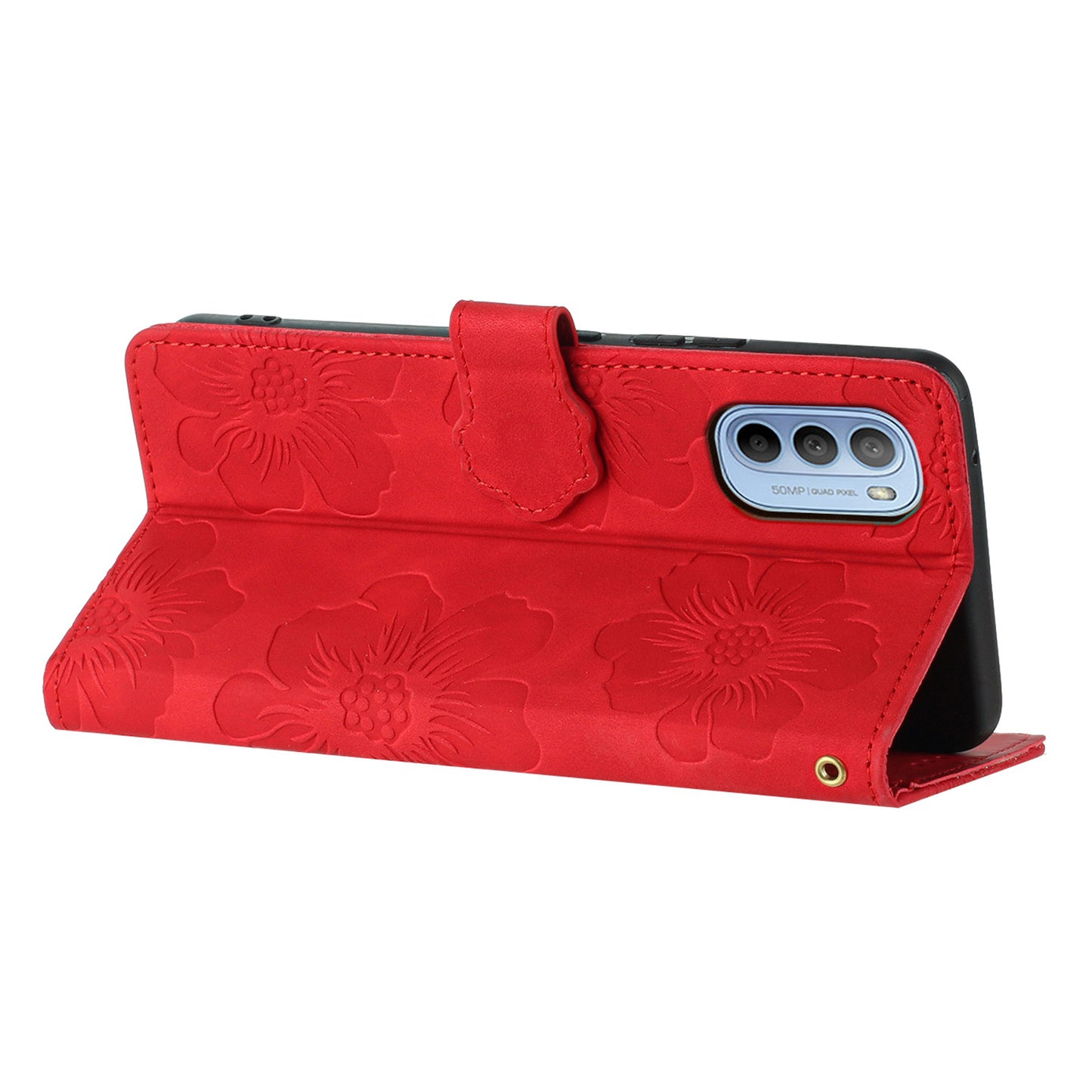 For Motorola Moto G52 4G / G82 5G Flip Stand Wallet Phone Case Flowers Imprint Leather Shell