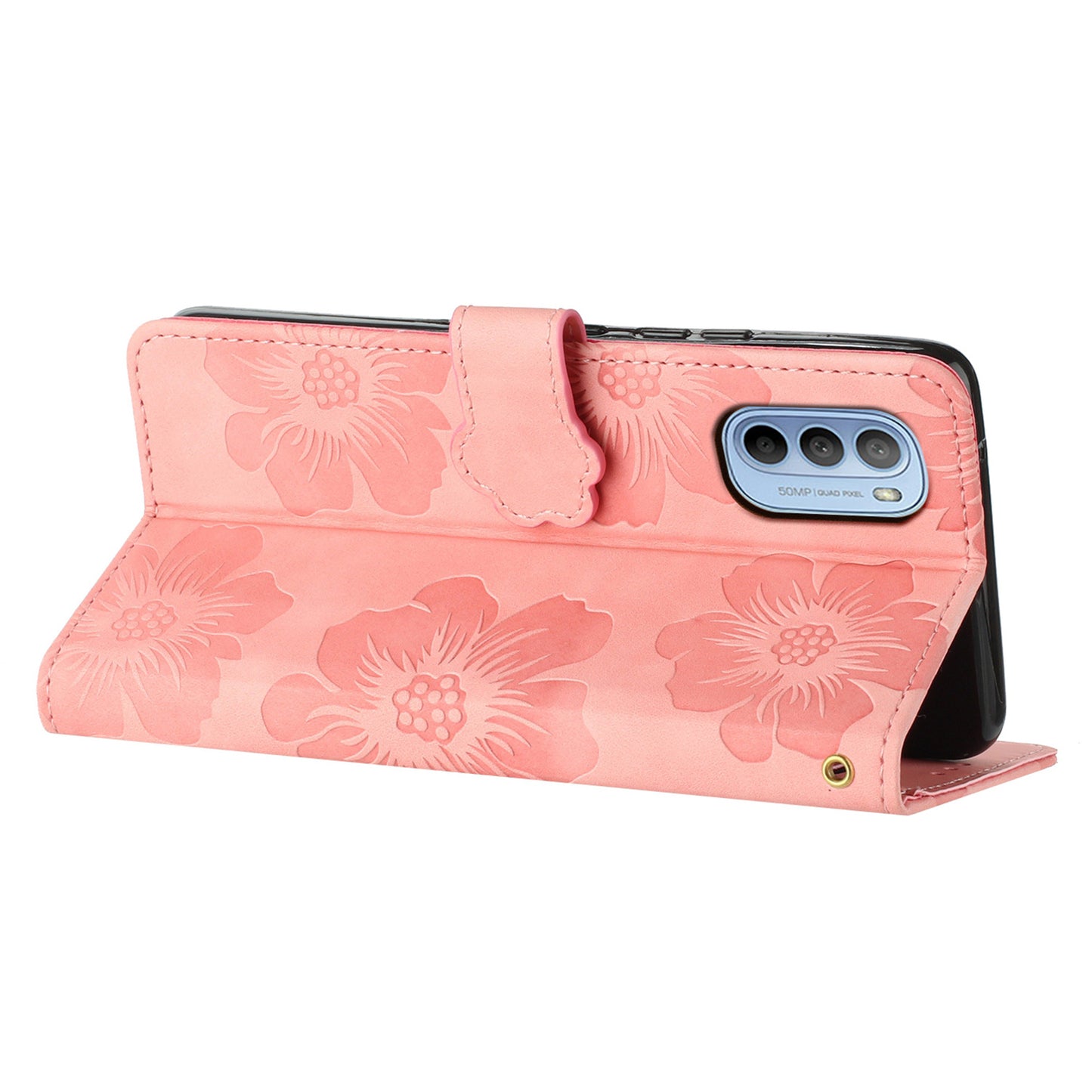 For Motorola Moto G52 4G / G82 5G Flip Stand Wallet Phone Case Flowers Imprint Leather Shell