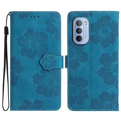 For Motorola Moto G52 4G / G82 5G Flip Stand Wallet Phone Case Flowers Imprint Leather Shell