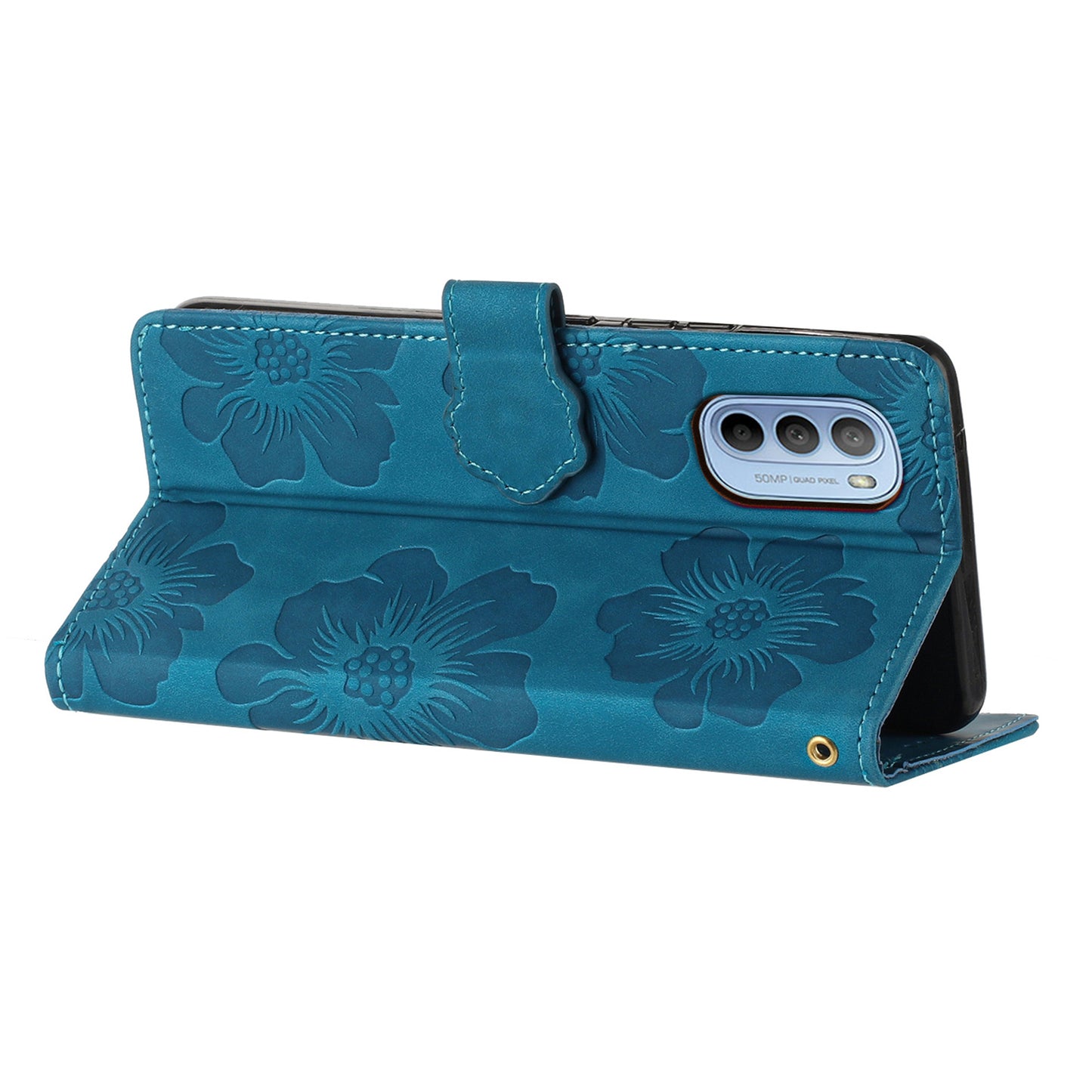 For Motorola Moto G52 4G / G82 5G Flip Stand Wallet Phone Case Flowers Imprint Leather Shell