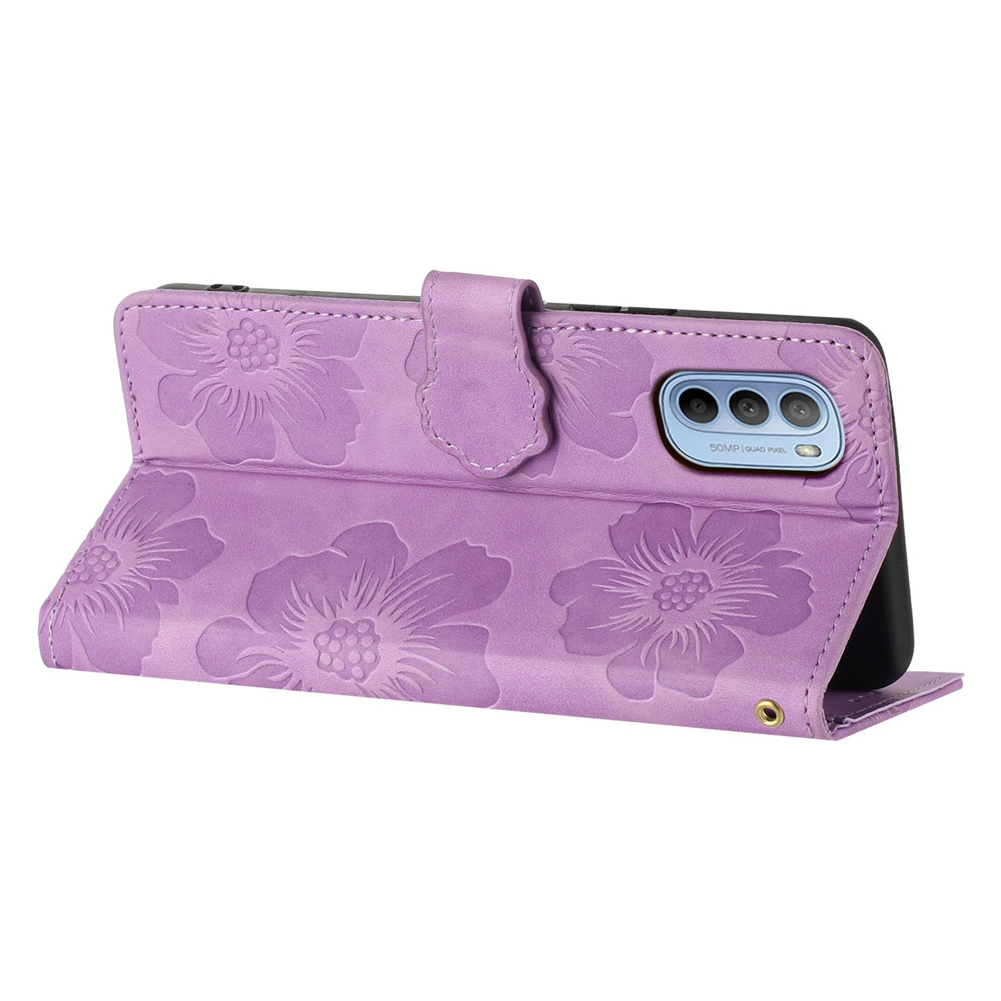 For Motorola Moto G52 4G / G82 5G Flip Stand Wallet Phone Case Flowers Imprint Leather Shell