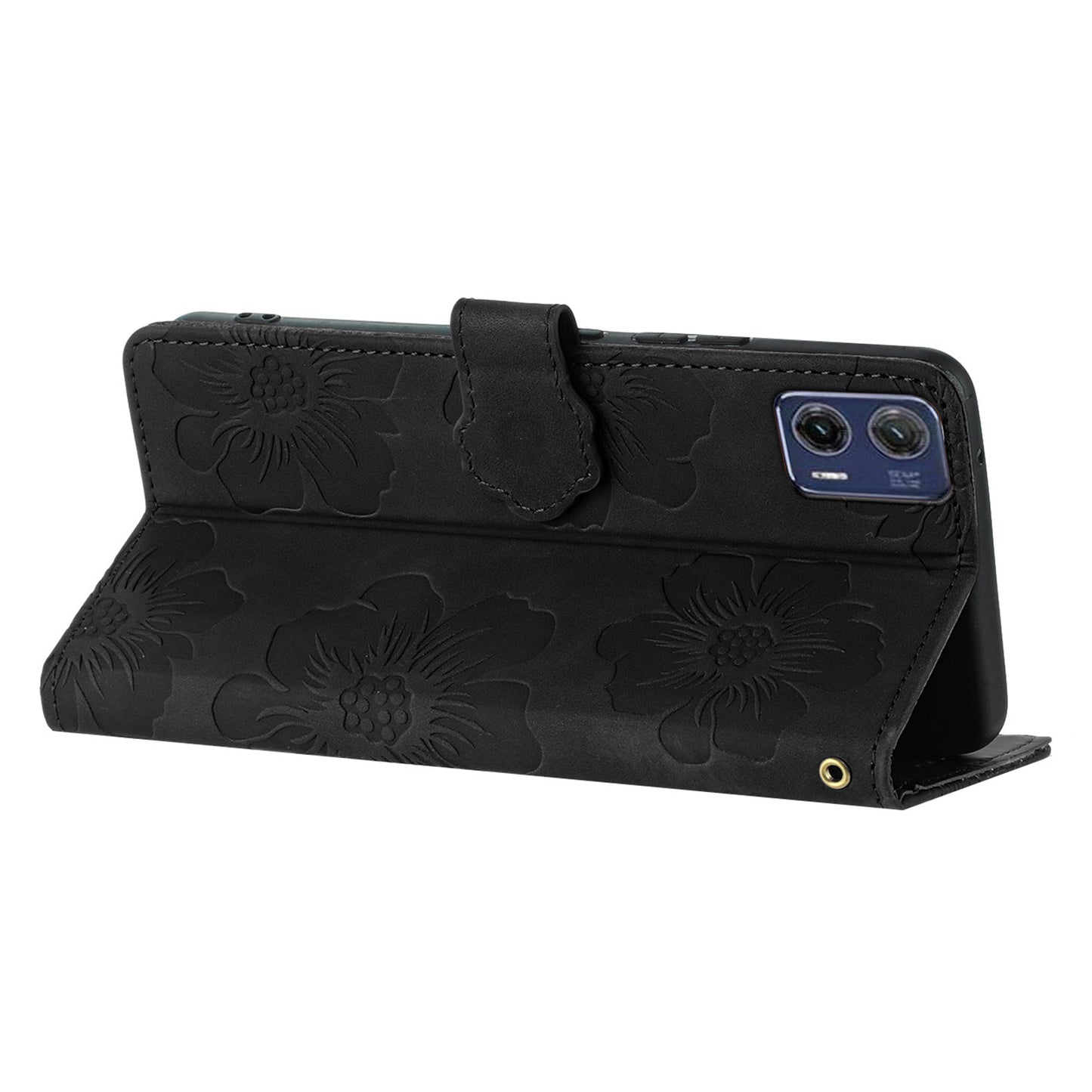 For Motorola Moto G73 5G Stand PU Leather Case Flowers Imprinted Protective Wallet Phone Cover