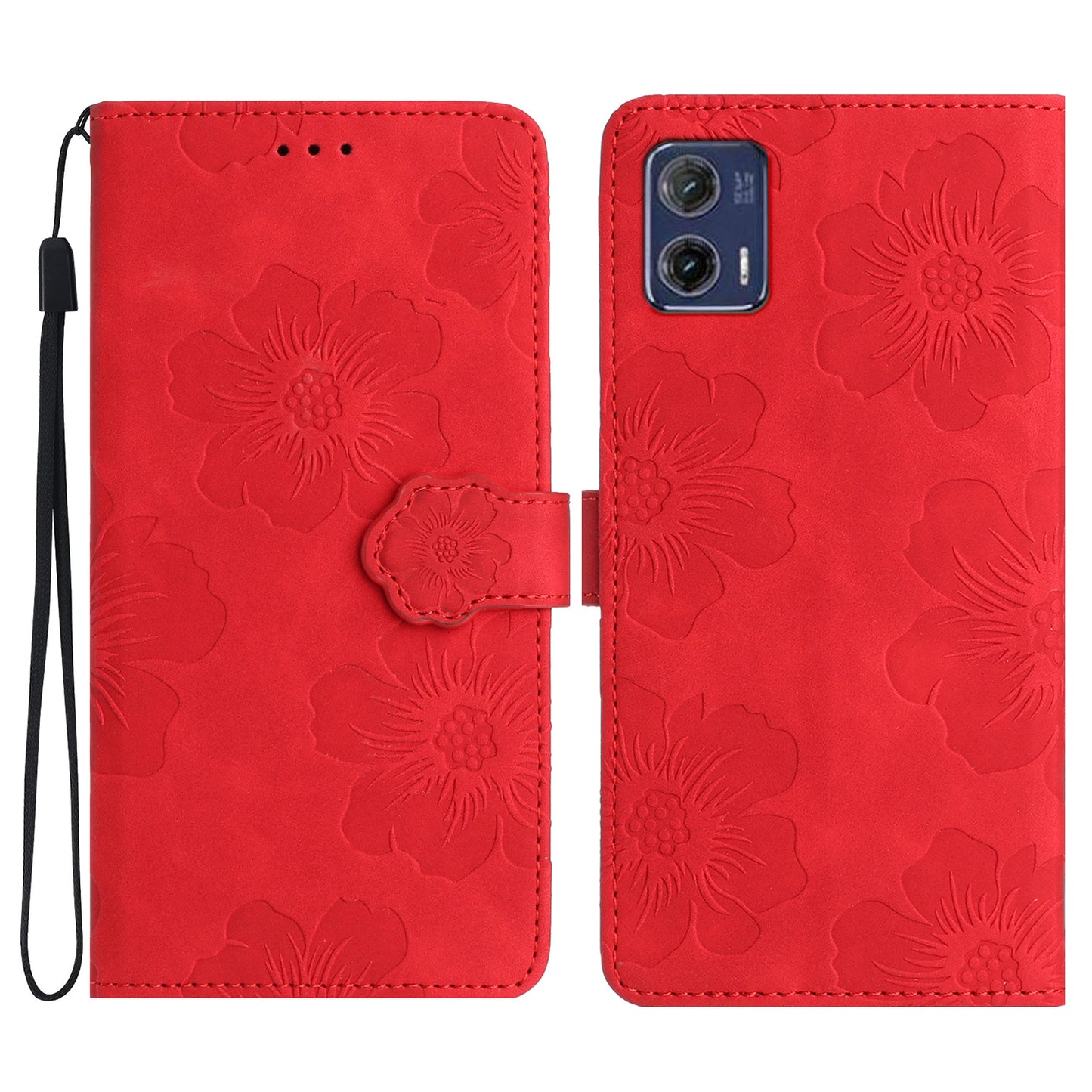 For Motorola Moto G73 5G Stand PU Leather Case Flowers Imprinted Protective Wallet Phone Cover